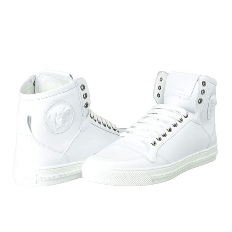 versace white leather sneakers|Versace white sneakers men.